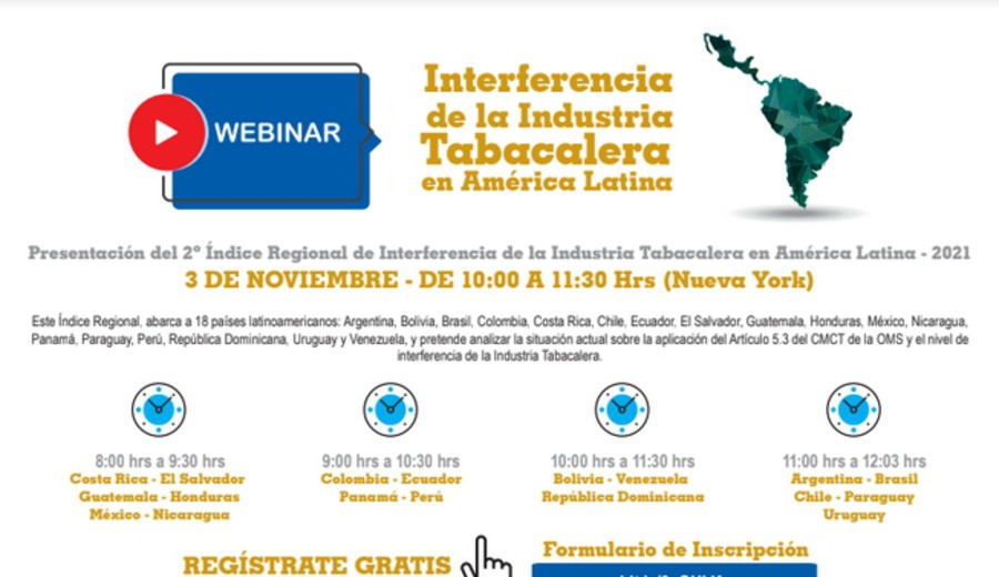 imagen de Seminario Virtual para el lanzamiento del 2º Índice Regional de Interferencia de la Industria Tabacalera en AL