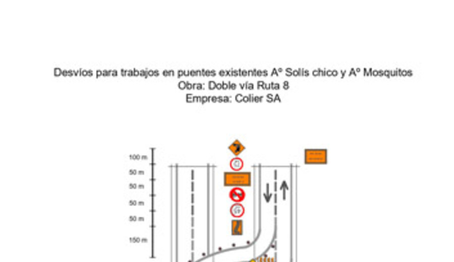 imagen de Desvío en ruta 8, km 51 por obras del Puente sobre Arroyo Solís Chico